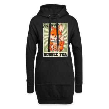 Boba Tea Fuchs Bubble Tea - Hoodie-Kleid - Schwarz - Vorne