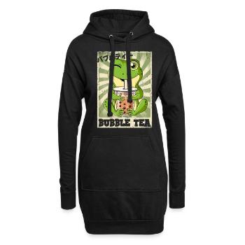 Boba Tea Frosch Bubble Tea - Hoodie-Kleid - Schwarz - Vorne