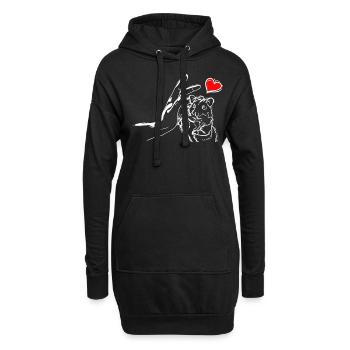 Hamster Herz Händchen Halten mit Hamster - Hoodie-Kleid - Schwarz - Vorne