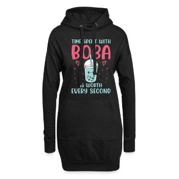 Bubble Tea Liebhaber Boba Tee Trinker Koreanisches - Hoodie-Kleid - Schwarz - Vorne