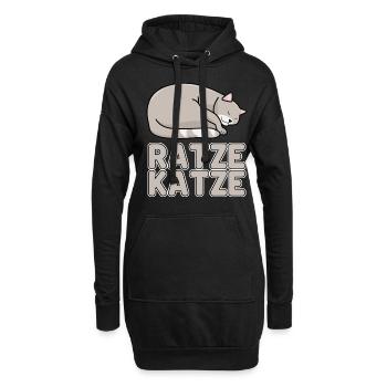 Hauskatze Müde Schlafende Ratze Katze - Hoodie-Kleid - Schwarz - Vorne