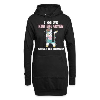 Schulkind Schulbeginn Einhorn Einschulung - Hoodie-Kleid - Schwarz - Vorne
