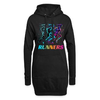 Dynamische Läufer Lauf Wettkampf - Hoodie-Kleid - Schwarz - Vorne