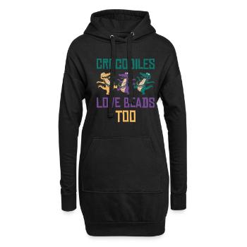 Mardi Gras Carnaval Crocodile Perles Faune - Sweat-shirt à capuche long Femme - noir - Devant
