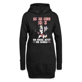 Schulkind 2023 Schulbeginn Einhorn Einschulung - Hoodie-Kleid - Schwarz - Vorne