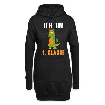 Schulkind Schulbeginn Erste Klasse Dinosaurier Ein - Hoodie-Kleid - Schwarz - Vorne