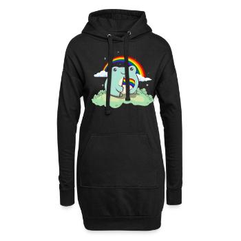 Gay Pride Rainbow Flag Mignonne Grenouille - Sweat-shirt à capuche long Femme - noir - Devant