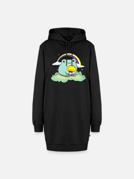 Nicht binär Stolz Flagge niedlich Frosch Pilz subt - Hoodie-Kleid - Schwarz