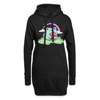 Genre Fluid Pride Flag Mignon Grenouille Champignon Subtil - Sweat-shirt à capuche long Femme - noir - Devant