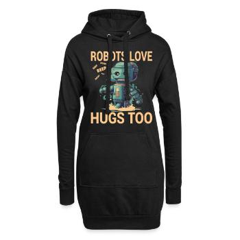 Robots Love Hugs Too - Hoodie-Kleid - Schwarz - Vorne