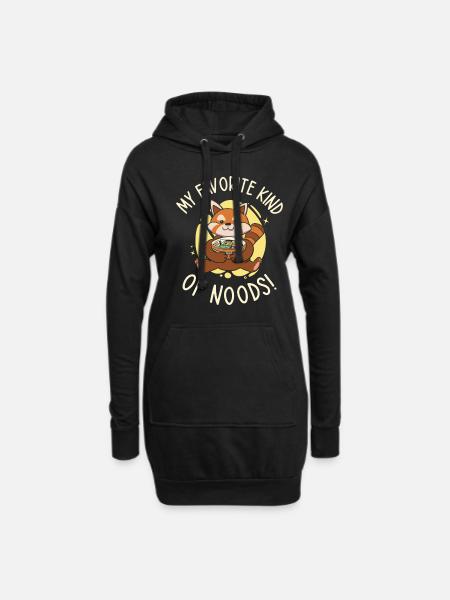 Niedlicher roter Panda isst Ramen-Nudeln - Hoodie-Kleid - Schwarz