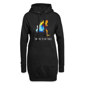 Take me to the trails. Buntes Trailrunning Laufen - Hoodie-Kleid - Schwarz - Vorne