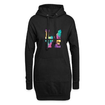 Bouledogue anglais Amour - Sweat-shirt à capuche long Femme - noir - Devant