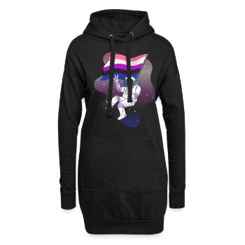 Genre Fluid Pride Flag Space Astronaut Subtil - Sweat-shirt à capuche long Femme - noir - Devant