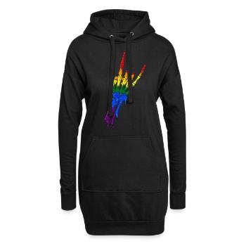 Gay Pride Rainbow Flag Devil Horn Ske - Sweat-shirt à capuche long Femme - noir - Devant