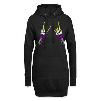 Non Binary Pride Flag Devil Horn Skeleton Subtle - Hoodie-Kleid - Schwarz - Vorne