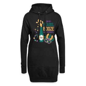 Mardi Gras Karneval Maske Bier Perlen Tölpel - Hoodie-Kleid - Schwarz - Vorne
