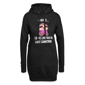 Lustiges Faultier Mit Gehirn Sarkasmus Spruch - Hoodie-Kleid - Schwarz - Vorne