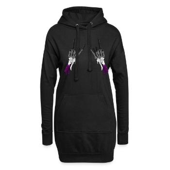 Asexual Pride Ace Flag Devil Horn Skeleton Subtle - Hoodie-Kleid - Schwarz - Vorne
