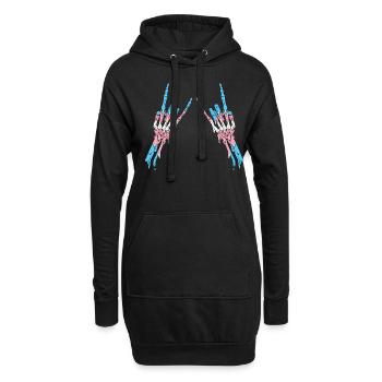 Transgender Pride Trans Flag Devil Horn Skeleton - Sweat-shirt à capuche long Femme - noir - Devant