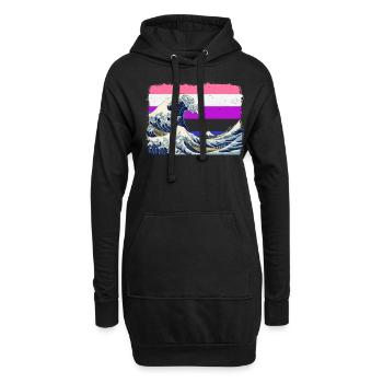 Gender Fluid Pride Flagge Große Welle vor Kanagawa - Hoodie-Kleid - Schwarz - Vorne