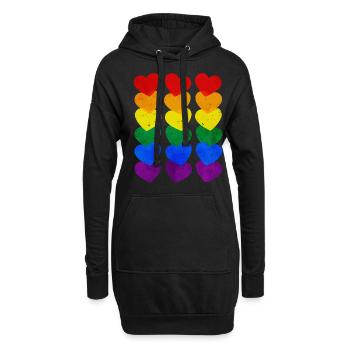Gay Pride Rainbow Flag Hearts Subtil - Sweat-shirt à capuche long Femme - noir - Devant