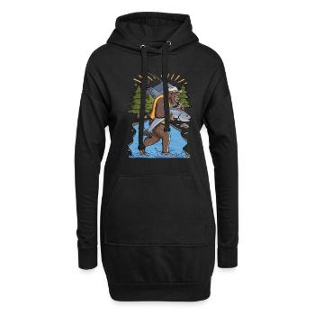 Graphique de pêche au saumon Bigfoot - Sweat-shirt à capuche long Femme - noir - Devant