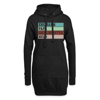 Ehemann Papa Grillmeister Held - Hoodie-Kleid - Schwarz - Vorne