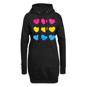 Pansexual Pride Pan Flag Hearts Subtil LGBTQ - Sweat-shirt à capuche long Femme - noir - Devant