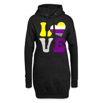 Nicht-binäre Stolz Flagge LIEBE Herz LGBTQ - Hoodie-Kleid - Schwarz - Vorne