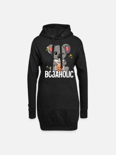 Bubble Tea Koala Boba Tea Bobaholic - Hoodie Dress - black
