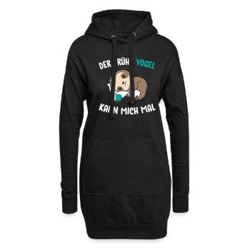 Faultier Der Frühe Vogel kann mich mal - Hoodie-Kleid - Schwarz - Vorne