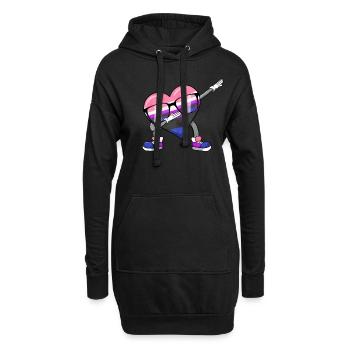 Genre Fluid Pride Flag Polka Dot Heart Sublte LGBTQ - Sweat-shirt à capuche long Femme - noir - Devant