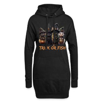 Trick Or Fish Halloween Katzen als Hexen - Hoodie-Kleid - Schwarz - Vorne