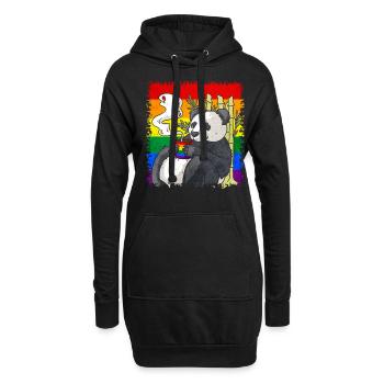 Homosexuell Stolz Regenbogen Flagge Panda Kaffee S - Hoodie-Kleid - Schwarz - Vorne
