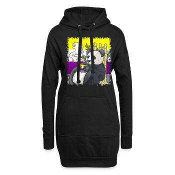 Nicht binäre Stolz Flagge Panda Kaffee Sublte LGBT - Hoodie-Kleid - Schwarz - Vorne