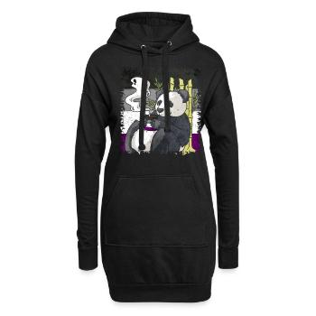 Asexual Pride Ace Flag Panda Café Sublte LGBT - Sweat-shirt à capuche long Femme - noir - Devant