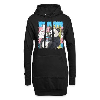 Transgender Stolz Trans Flagge Panda Kaffee Sublte - Hoodie-Kleid - Schwarz - Vorne