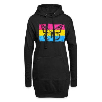 Pansexuelle Stolz Pan Flagge Schmetterling Sublte - Hoodie-Kleid - Schwarz - Vorne
