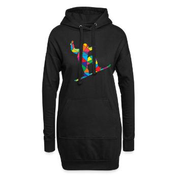 Low Poly Snowboard Polygon Snowboarding - Hoodie-Kleid - Schwarz - Vorne