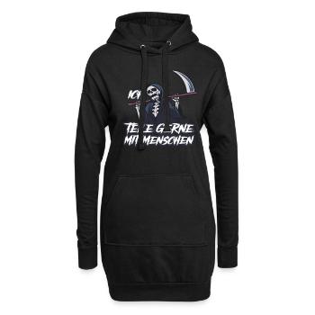 Sensenmann Ich Teile Gerne MitMenschen Sarkasmus - Hoodie-Kleid - Schwarz - Vorne