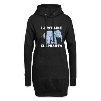 J’aime juste les éléphants - Sweat-shirt à capuche long Femme - noir - Devant