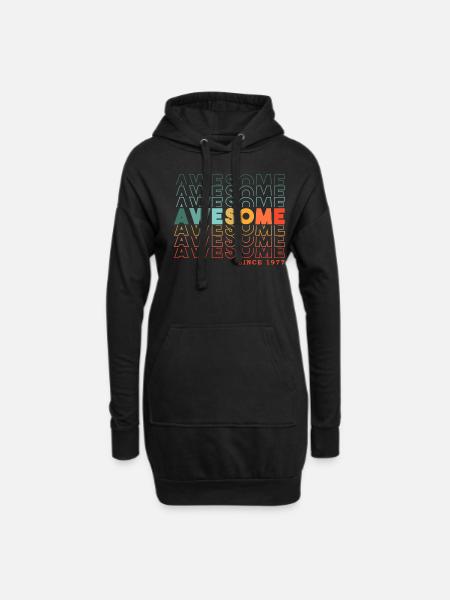 Awesome Since 1977 Mann Frau Geburtstag Retro - Hoodie-Kleid - Schwarz