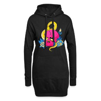 Pansexual Pride Pan Flag Crâne Serpents Rose - Sweat-shirt à capuche long Femme - noir - Devant