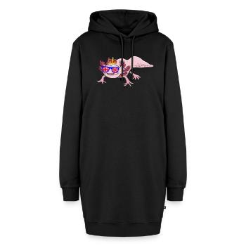 Axolotl Reine Elizabeth II Couronne britannique - Sweat-shirt à capuche long Femme - noir - Devant