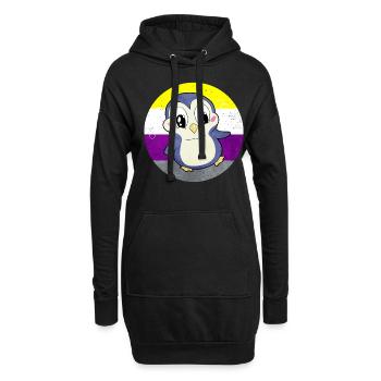 Nicht binäre Stolz Flagge Pinguin Sublte LGBTQ - Hoodie-Kleid - Schwarz - Vorne
