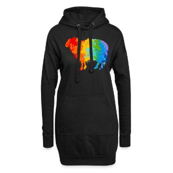 Farbspritzer Schaf Buntes Schaf - Hoodie-Kleid - Schwarz - Vorne