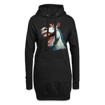 Humor, Reiter Reiterin, Pferde , lachendes Pferd - Hoodie-Kleid - Schwarz - Vorne