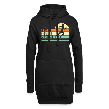 Laufen Rennen Retro Laufsport - Hoodie-Kleid - Schwarz - Vorne