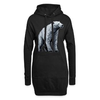 Polygone de l’ours polaire LIne Art - Sweat-shirt à capuche long Femme - noir - Devant